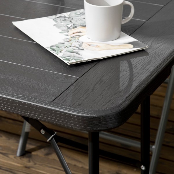 Trädgårdsbord Hopfällbart Bord För 6 Personer, Buffébord Med Stålstomme, Uteplatsbord I Trälook, 180 X 75,5 X 73 Cm, Mörkgrå