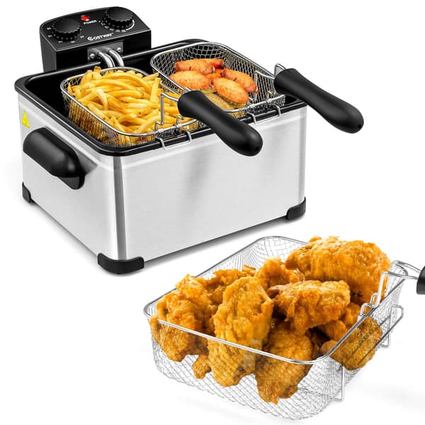 5L frituregryde i rustfrit stål med 3 kurve, 1700W