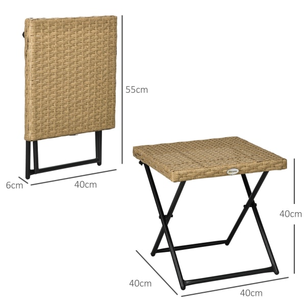 Sidebord Polyrattan Foldehavebord Sofabord Balkonbord Foldebord