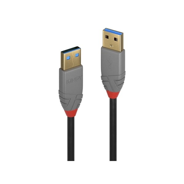 Lindy 36754, 5 m, USB A, USB A, USB 3.2 Gen 1 (3.1 Gen 1), 5 Gbit/s, musta, harmaa