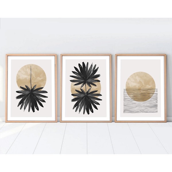 Dekorativ inramad MDF-målning (3 stycken) Huhu210 - 50 x 70