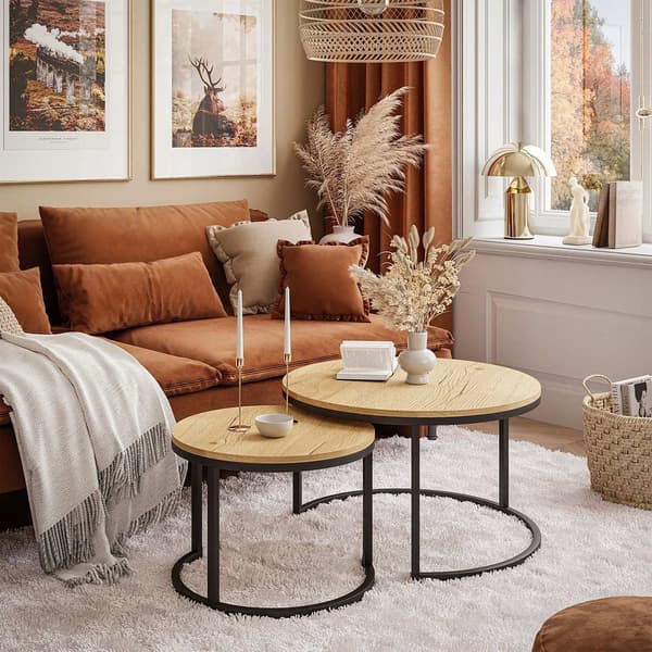 Sæt med 2 sofaborde, rundt Loft design