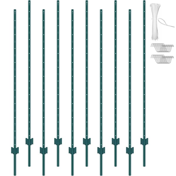 Metallstaketstolpar, 1,8 m U-profil, 10-pack, gröna