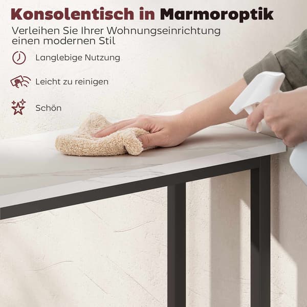 Slankt konsolbord, marmorlook-plade, 24 cm dybde