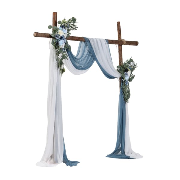 Blommor till bröllopsbåge – blå siden, draperier, 4 delar