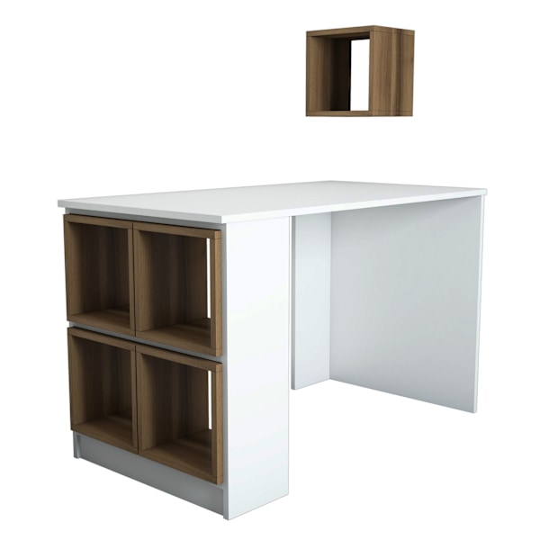 Study Desk Box - Hvid, Valnød
