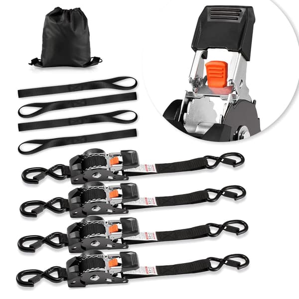 Infällbara spärrremmar, 4-pack, 2,5 cm x 3 m, S-krokar