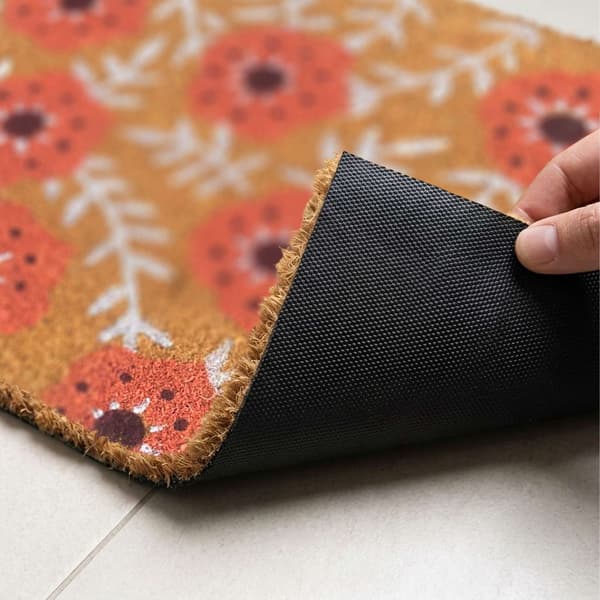 Dørmåtte i kokosfiber, botanisk design, 60x40 cm