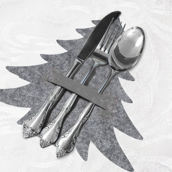 Julbestickhållare i filt - 4 julgranformade hållare