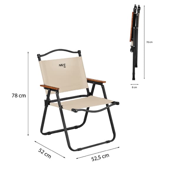 Beige klapstol, 900D polyester, jernstel