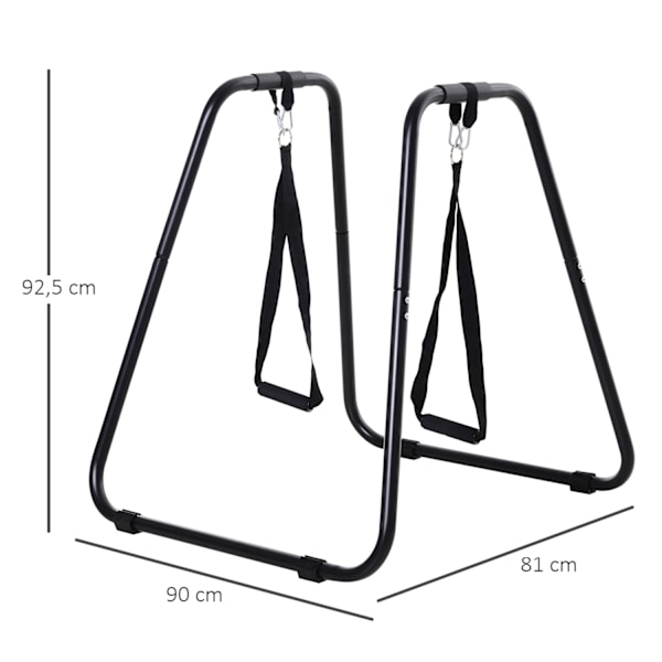 Dipstation Stabilt Dip Stand Med Sling Trainer, Robust Stålramme, Sort, 90X81X92,5Cm