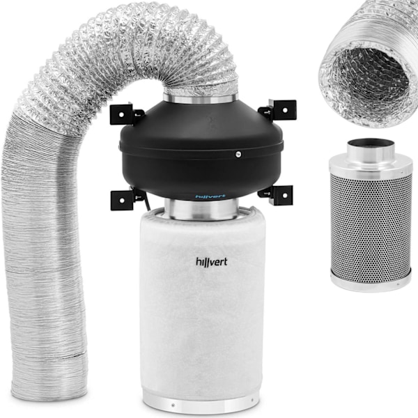 Ventilationssats, fläkt, kolfilter, ventilationsrör dia. 130 mm 10 m