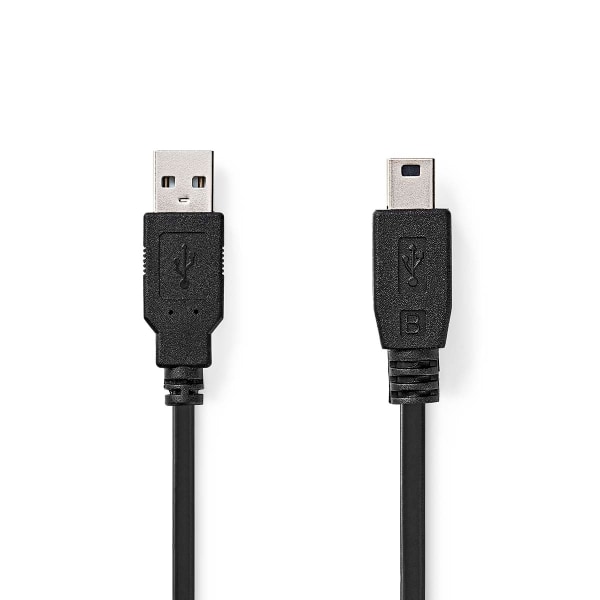 USB-kabel | USB 2.0 | USB-A Han | USB Mini-B 5-pins han | 480 Mbps | Nikkelplateret | 1.00 m | Runde | PVC | Sort | Label