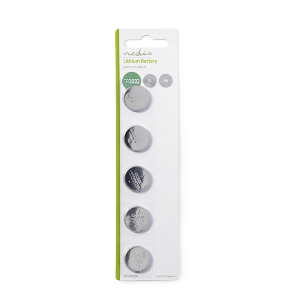 Nedis Knapcellebatteri CR2032, 3V, 5-pak