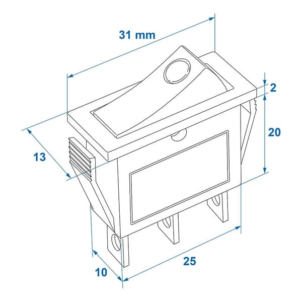 Vippströmbrytare LED grön 12V / 24V-max. 10A