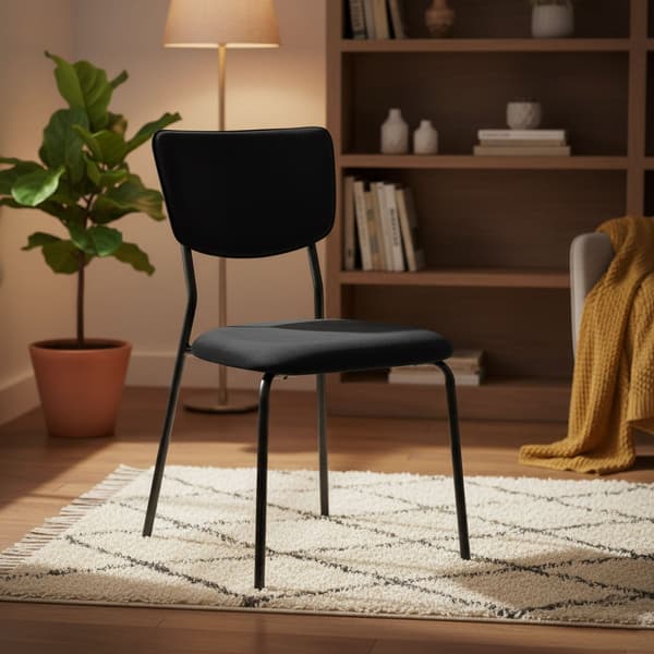 Matstolar i sammet, set om 4, svarta – ergonomiska, slitstarka