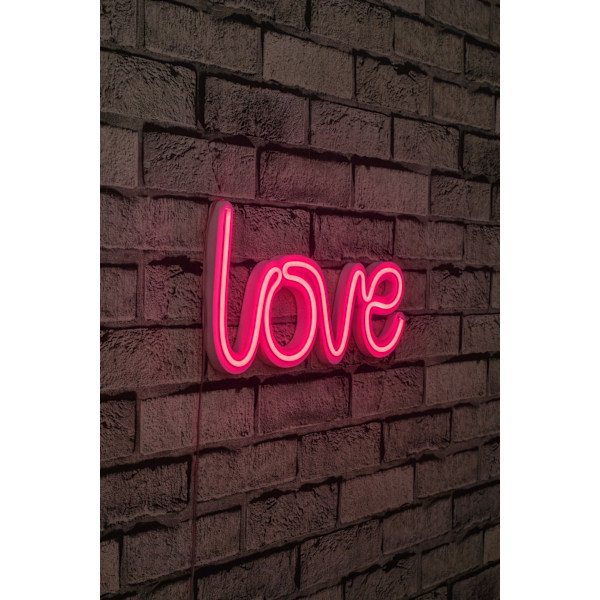 Koristeellinen muovinen led-valaisin Love - vaaleanpunainen