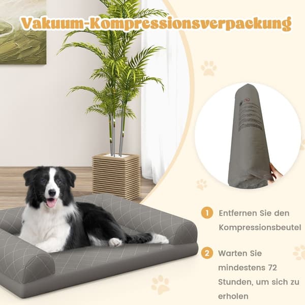Ortopedisk hundbädd, medium, äggbursskum, grå