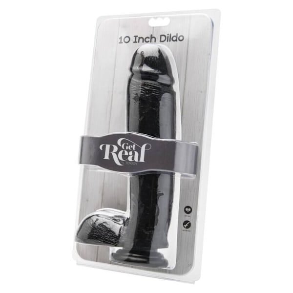 Get Real - Dildo 25,5 Cm Med Bolde Sort