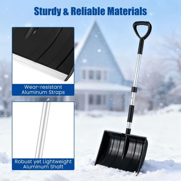 Snöskyffel, lättviktig D-grepp, aluminiumkant, svart