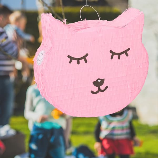 Kattpinata med klubba och mask