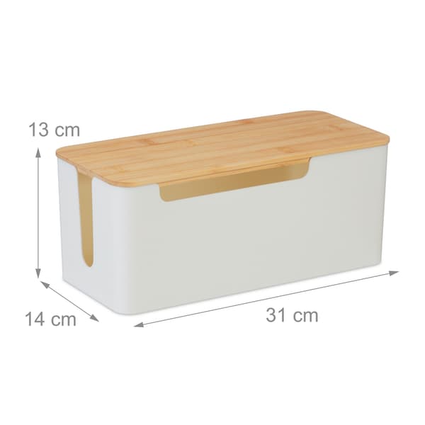 Cable Organizer Box med bambus låg til strømkabler