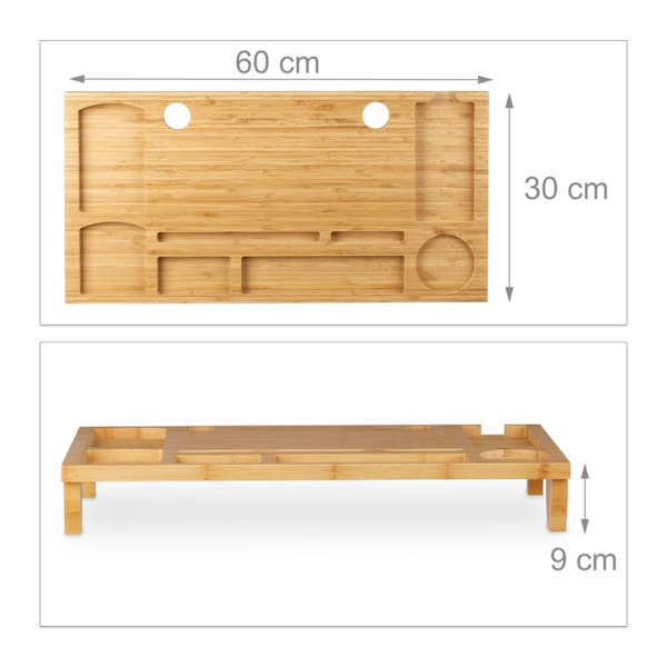 Näyttöteline bambusta, 8 lokeroa