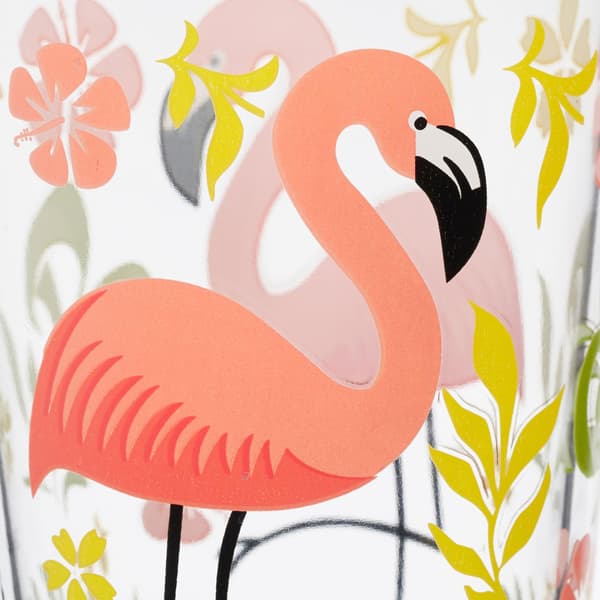 set om 4 dricksglas med flamingomotiv