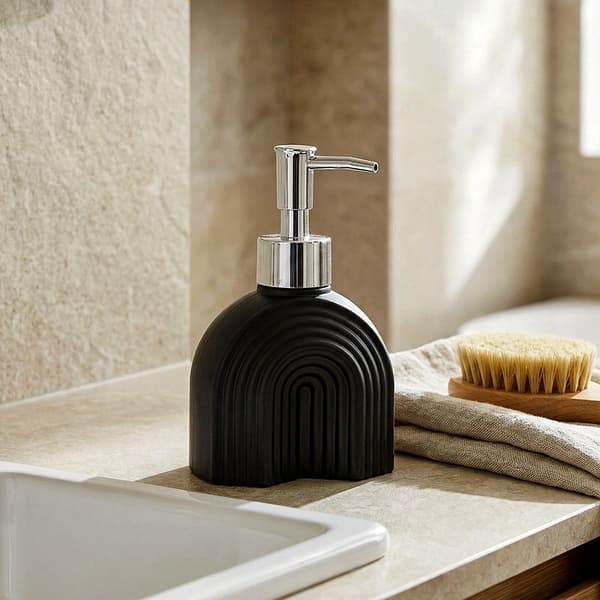 Sæbedispenser i glas, mat sort, 180 ml
