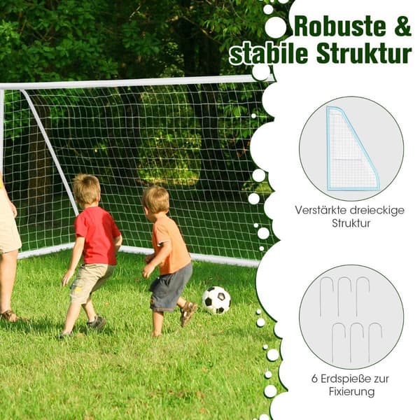 Fodboldmål 365x182 cm med holdbart net og indsatser