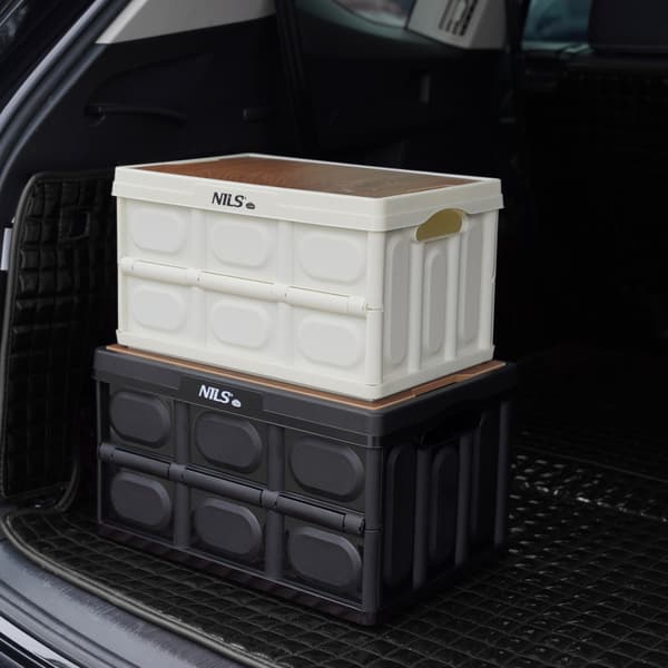 Sammenfoldelig campingboks med låg, 15L, Hvid