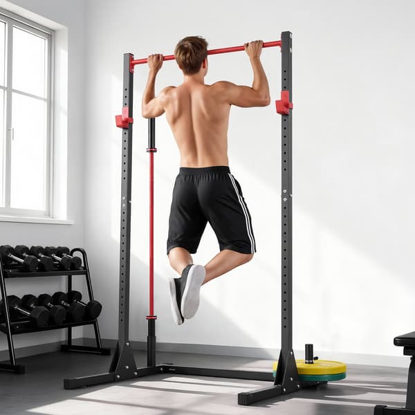 Power Cage Squat Rack – 28-niveau J-Hooks, Pull-Up Bar