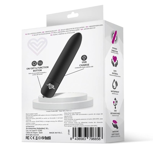 Shoty Vibrating Bullet USB 10 Speeds Kraftig Motor Sort