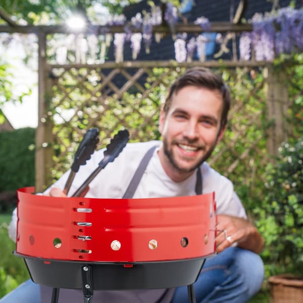 Kulgrill med stativ og vindskærm, 37 cm