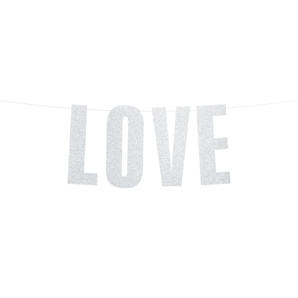 Banner Love, sølv, 21x55cm