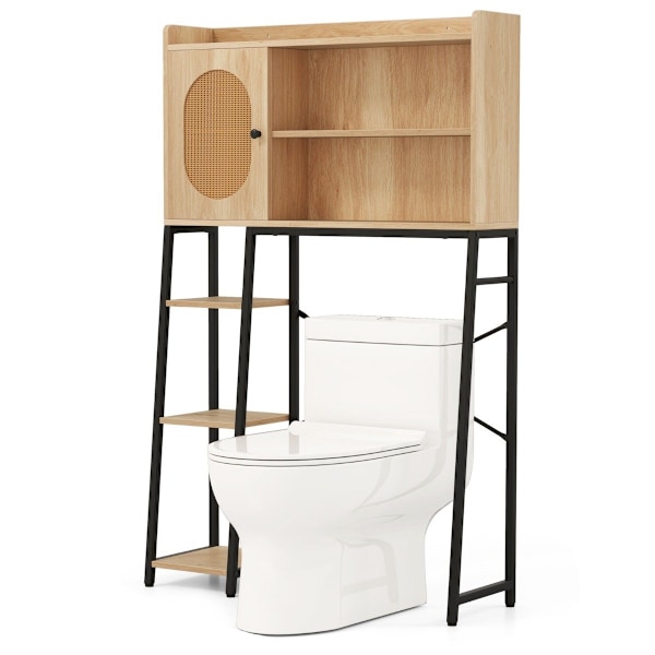 WC-kaappi PE-rottinkiovella WC-hylly säädettävällä hyllyllä luonnollinen
