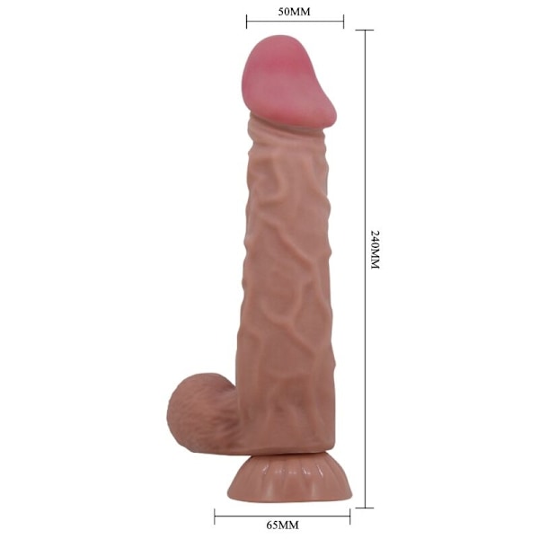 Pretty Love - Sliding Skin Series Realistisk Dildo Med Sliding Skin Sugekop Brun 24 Cm