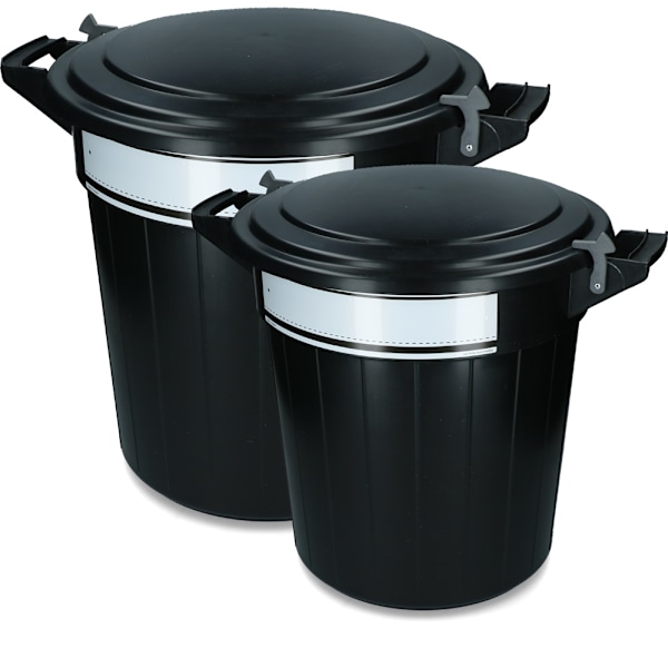 Förvaringshink 80 l svart, lock, lås och skrivlapp
