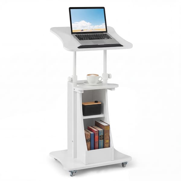 Mobilt ståbord med hjul, vippebord, 72-112 cm