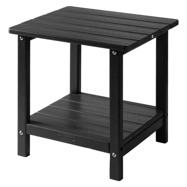 Udendørs sidebord, 2-lags HDPE, sort, 43 cm