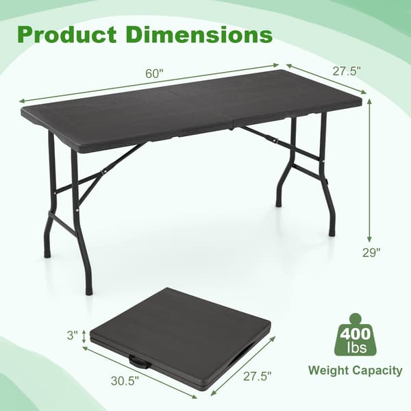 Hopfällbart picknickbord, HDPE träådring, 152x70cm