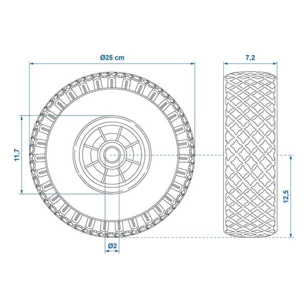 Reservhjul plastfälg med PU-däck 260x85mm