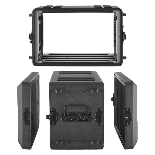 6U rackmonterad flightcase – 260 mm djup, mikrofonförvaring