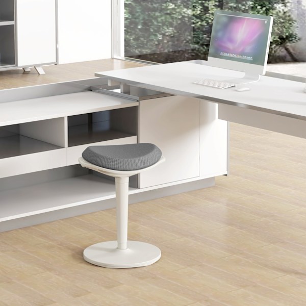 Pendelskammel, ergonomisk kontorstol, højdejusterbar arbejdsskammel, drejestol til kontor, mesh, grå