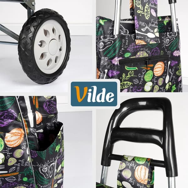 Kundvagn, svart, 30L, grönsaksmönster