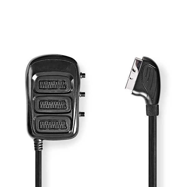 SCART Kytkentärasia | SCART Uros | 3x SCART Naaras | Niklattu | Maksimi kuvantarkkuus: 800x480 | 0.50 m | Pyöreä | PVC | Musta | Laatikko