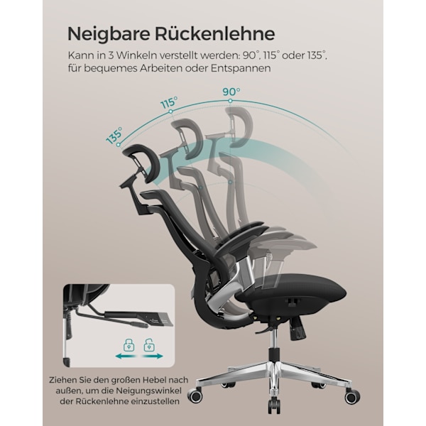 Ergonomisk kontorsstol i mesh med justerbart svankstöd