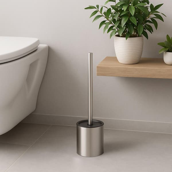 Toiletbørste i rustfrit stål med holder