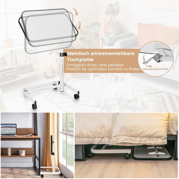 Justerbart sengebord med vippeplade, 73-93 cm