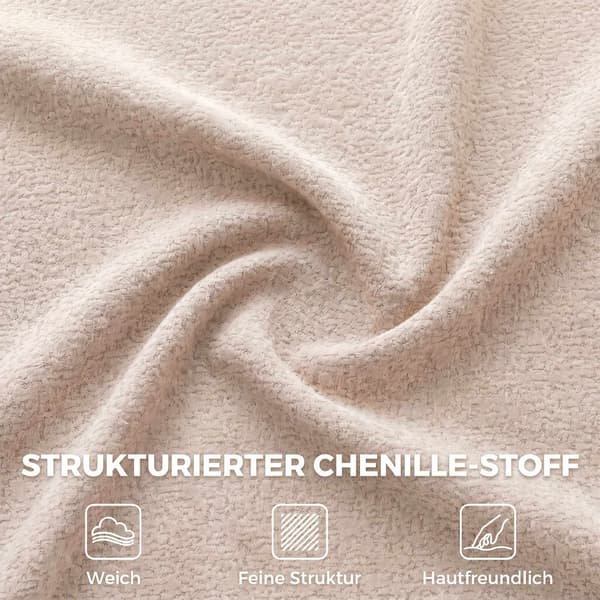 3-sits chenillesoffa, beige, extra bred sits, kuddar